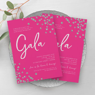 Formele Corporate Gala Silver Confetti Hot Pink Kaart