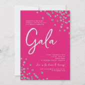 Formele Corporate Gala Silver Confetti Hot Pink Kaart (Voorkant)