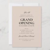 Formele Corporate Grand Opening Monogram Champagne Kaart (Voorkant)
