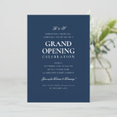Formele Corporate Grand Opening Monogram Navy Kaart (Staand voorkant)