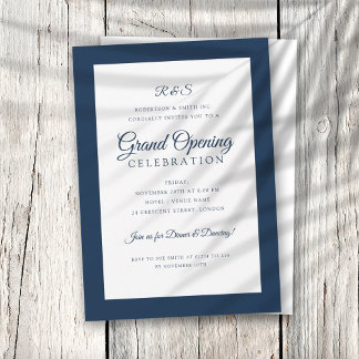 Formele Corporate Grand Opening Monogram Navy Kaart