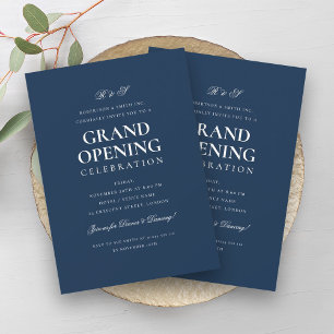 Formele Corporate Grand Opening Monogram Navy Kaart