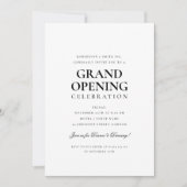 Formele Corporate Grand Opening Zwart & Wit Kaart (Voorkant)