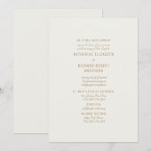 Formele Crème Gouden Tekst Twee Venue Bruid Ouders Kaart (Voorkant / Achterkant)