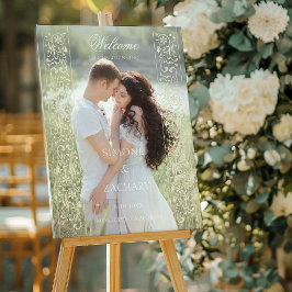 Formele Crèmekleurige Krulwerk Foto Bruiloft Welko Acryl Bord