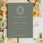 Formele Crest Monogram Sage Trouwdag Save The Date