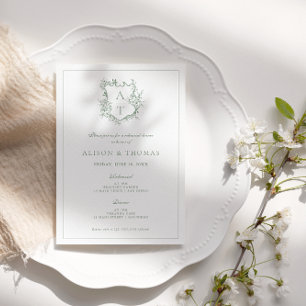 Formele Crest Sage Groene repetitie Diner Kaart