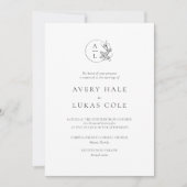 Formele Crest Wit Zwart Elegant Huwelijk Kaart (Voorkant)