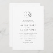 Formele Crest Wit Zwart Elegant Huwelijk Kaart (Voorkant / Achterkant)