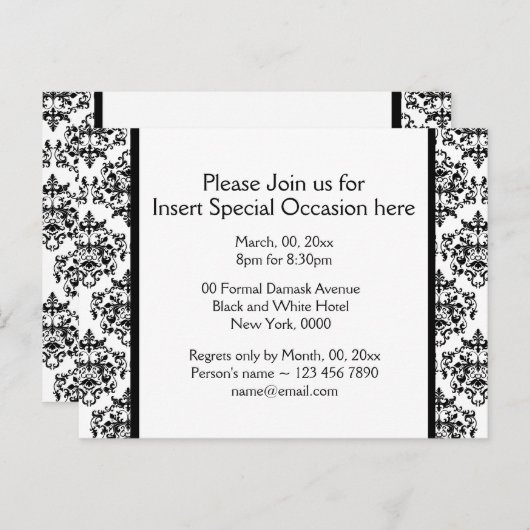 Formele demaspartij zwart rood wit uitnodiging briefkaart (Voorkant / Achterkant)