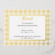 Formele details van de bruiloft met foliekaart bij