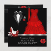 Formele Dinner Party Black Stropdas Red Shoe 2 Kaart (Voorkant / Achterkant)