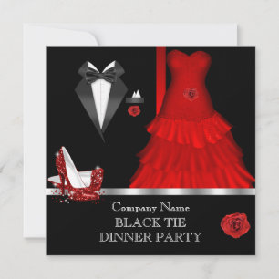 Formele Dinner Party Black Stropdas Red Shoe 2 Kaart
