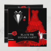 Formele Dinner Party Black Stropdas Red Shoe Kaart (Voorkant / Achterkant)