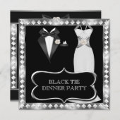 Formele Dinner Party White Black Stropdas Hollywoo Kaart (Voorkant / Achterkant)