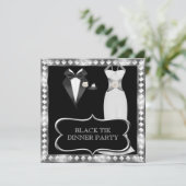 Formele Dinner Party White Black Stropdas Hollywoo Kaart (Staand voorkant)