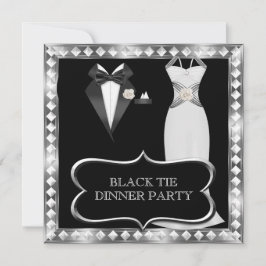 Formele Dinner Party White Black Stropdas Hollywoo Kaart