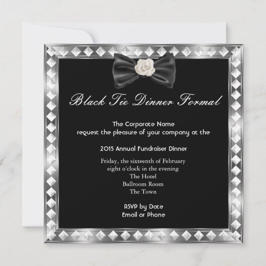 Formele Dinner Party White Black Stropdas Hollywoo Kaart (Achterkant)