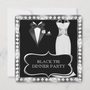 Formele Dinner Party White Black Stropdas Hollywoo Kaart