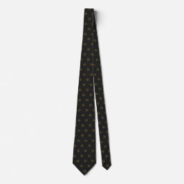 Formele donkere houtskool, klein gouden motief, st stropdas