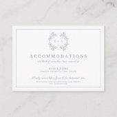 Formele Dusty Blue Monogram bruiloft Informatiekaartje (Voorkant)