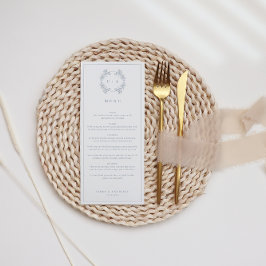 Formele  Dusty Blue Monogram bruiloft Menu