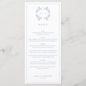 Formele  Dusty Blue Monogram bruiloft Menu (Voorkant)