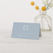 Formele  Dusty Blue Monogram bruiloft Plaatskaartje (Voorkant)