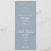 Formele  Dusty Blue Monogram bruiloft programma Programmakaart (Achterkant)