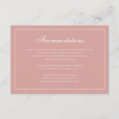 Formele Dusty Rose Script Trouwaccommodaties Informatiekaartje (Voorkant)