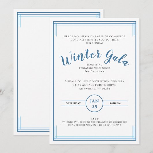 Formele Eenvoudige Corporate Winter Gala in Blauw Kaart (Voorkant / Achterkant)