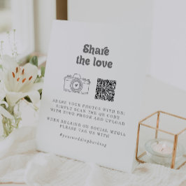 Formele Eenvoudige Deel de Liefde QR-code Reclamebord Met Voetstuk
