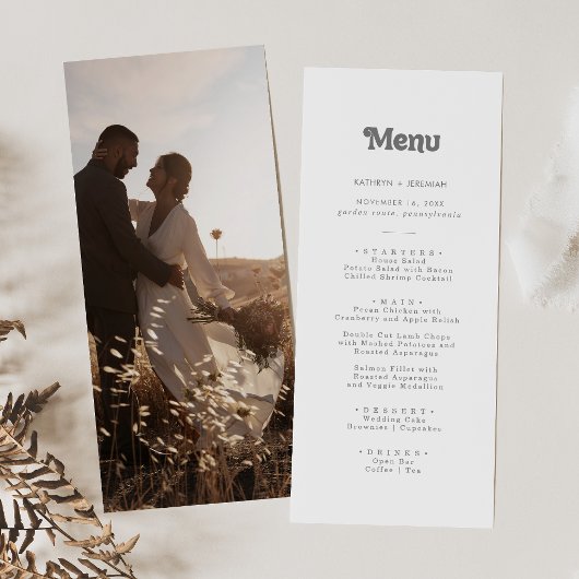 Formele Eenvoudige Foto Bruiloft Menu