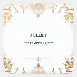 Formele Eenvoudige Klassieke Witte Bruidsdouche Vierkante Sticker