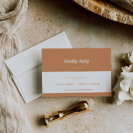 Formele Eenvoudige Minimale Terracotta Trouwkaart RSVP Kaartje