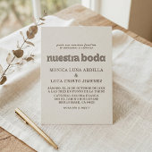 Formele Eenvoudige Nuestra Boda Bruiloft Kaart