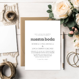 Formele Eenvoudige Nuestra Boda Bruiloft Kaart
