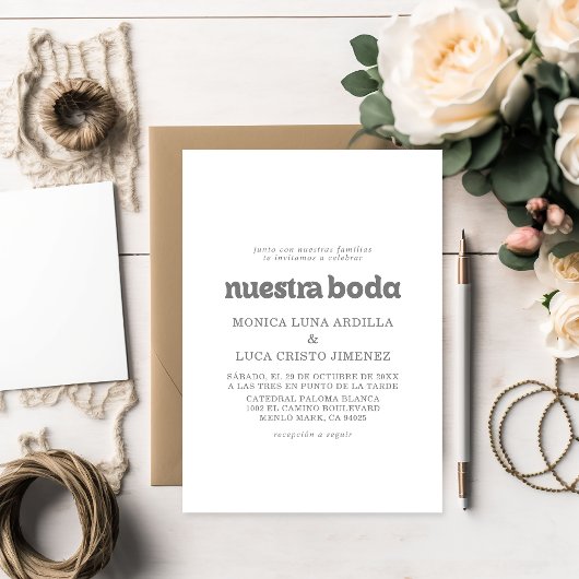 Formele Eenvoudige Nuestra Boda Bruiloft Kaart