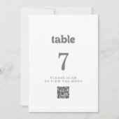 Formele Eenvoudige QR Code Tafel Nummers Kaart (Voorkant)