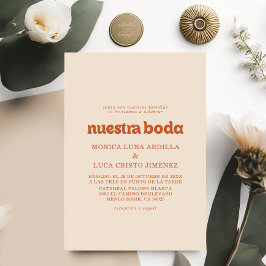 Formele Eenvoudige Terracotta Nuestra Boda Bruilof Kaart