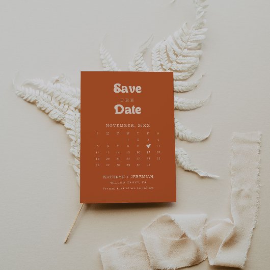 Formele Eenvoudige Terracotta QR Code Agenda Save The Date