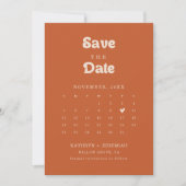 Formele Eenvoudige Terracotta QR Code Agenda Save The Date (Voorkant)