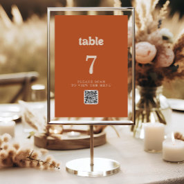 Formele Eenvoudige Terracotta QR Code Tafel Nummer Kaart