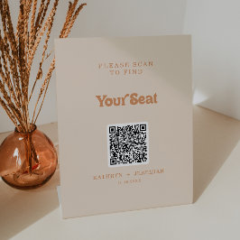 Formele eenvoudige terracotta zitplaatskaart QR-co Reclamebord Met Voetstuk