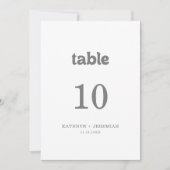 Formele Eenvoudige Trouwtafel Nummers Kaart (Voorkant)