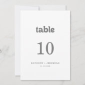 Formele Eenvoudige Trouwtafel Nummers Kaart (Achterkant)
