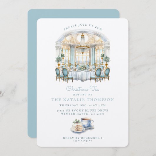 Formele eetkamertafel | Kerstthee Kaart (Voorkant / Achterkant)