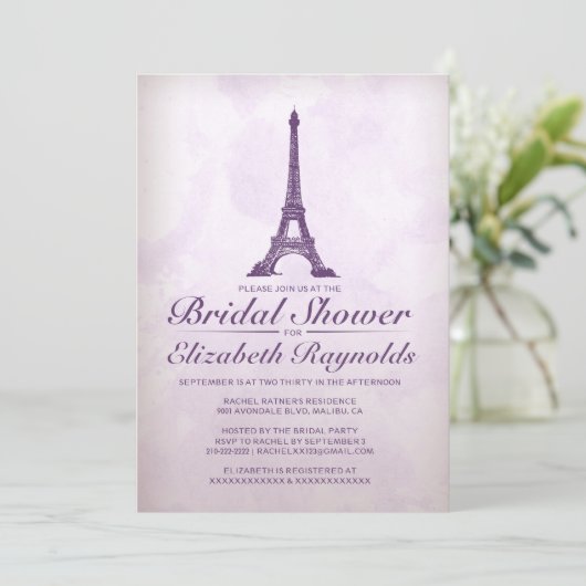 Formele Eiffel Tower Bridal Shower-uitnodigingen Kaart (Staand voorkant)