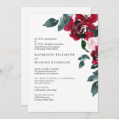 Formele Elegan Red Rose Bloemen Bruiloft Kaart (Voorkant / Achterkant)