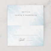 Formele Elegant Cyan Blue Waterverf Wedding Plaatskaartje (Buitenkant ongevouwen)